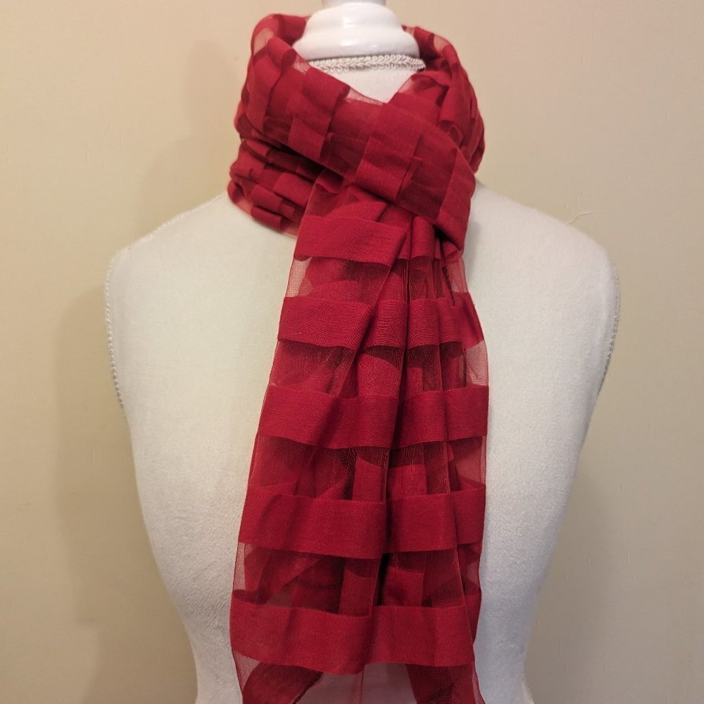 VINTAGE 1990's Bright fuchsia striped scarf - Barbie